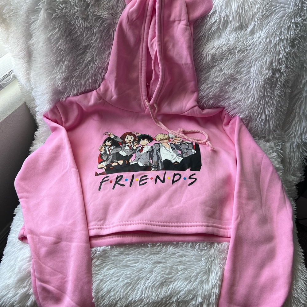 Women’s Pink cropped Anime hoodie
